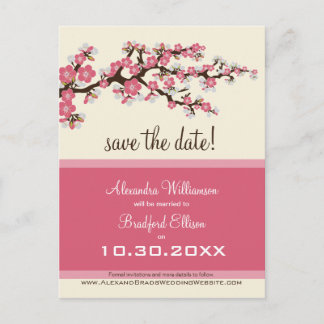 Faire-part Carte postale "Sauver la date" Fleur de cerisier (