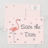 Faire-part Carte postale "Sauver la date" rose flamant (Devant / Derrière)