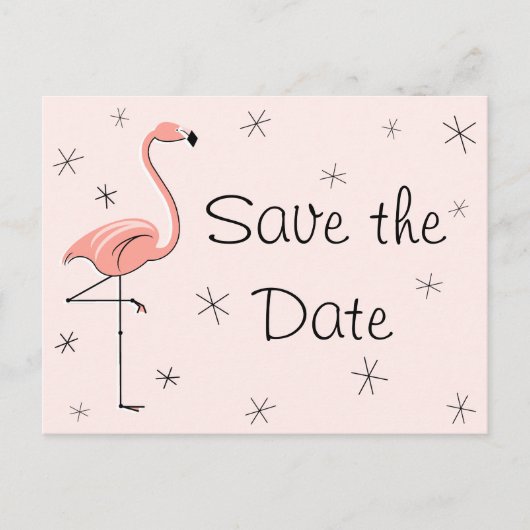 Faire-part Carte postale "Sauver la date" rose flamant (Devant)