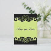 Faire-part Carte postale "Save the Date" à motif de défilemen (Debout devant)