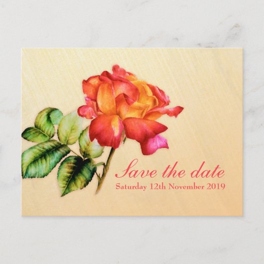 Faire-part Carte postale "Save the Date" avec art de la rose (Devant)