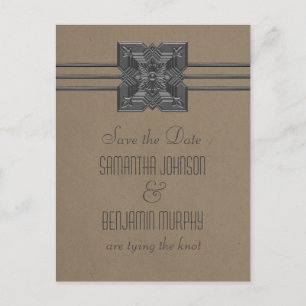 Faire-part Carte postale "Save the Date" avec bordure de méda