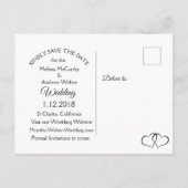 Faire-part Carte postale Save the Date avec points noir et bl (Dos)