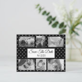 Faire-part Carte postale Save the Date avec points noir et bl (Debout devant)
