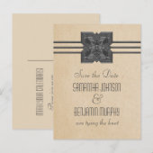 Faire-part Carte postale "Save the Date" avec une bordure de  (Devant / Derrière)