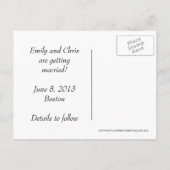 Faire-part Carte postale "Save the Date" écriture élégante (Dos)