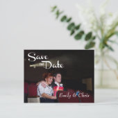 Faire-part Carte postale "Save the Date" écriture élégante (Debout devant)