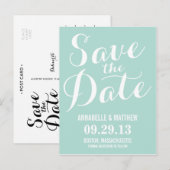 Faire-part Carte postale "Save the Date" en calligraphie (Devant / Derrière)