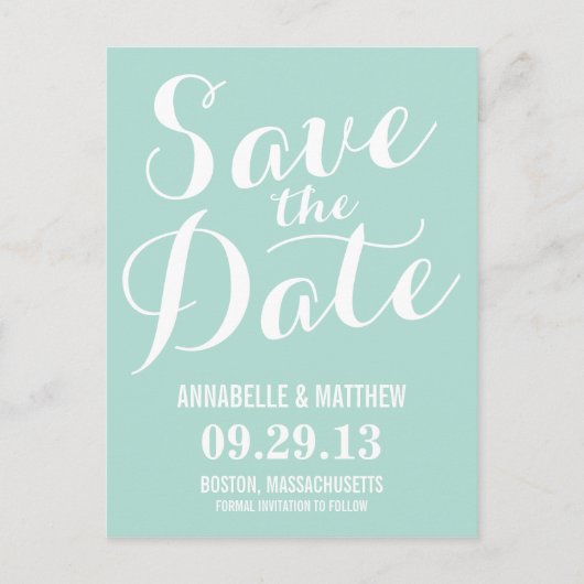 Faire-part Carte postale "Save the Date" en calligraphie (Devant)