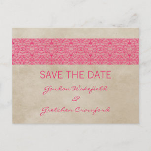 Faire-part Carte postale 'Save the Date' en dentelle rustique
