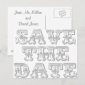 Faire-part Carte postale "Save the Date" gris argenté (Devant / Derrière)