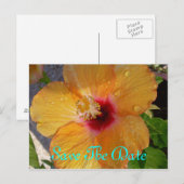 Faire-part Carte postale Save The Date Hibiscus (Devant / Derrière)