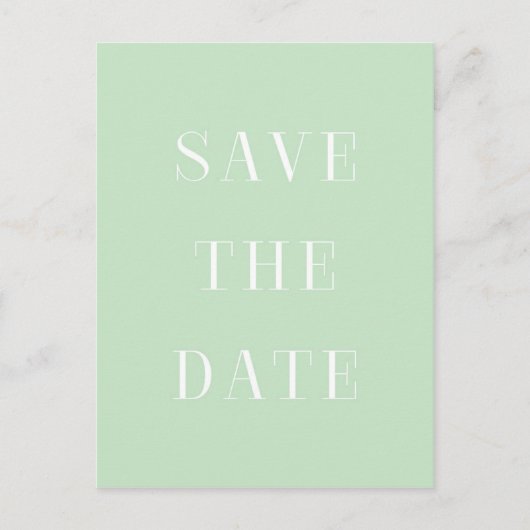 Faire-part Carte postale SAVE THE DATE Menthe & Blanc Typogra (Devant)
