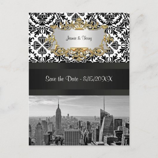 Faire-part Carte postale "Save the Date" NYC Skyline BW 431 D (Devant)