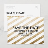 Faire-part Carte postale "Save the Date" pailletée faux or él (Devant / Derrière)
