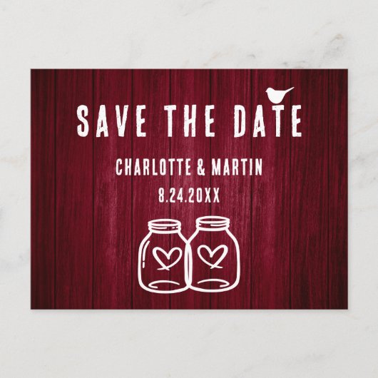 Faire-part Carte postale 'Save The Date' pour mariage rustiqu (Devant)