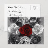 Faire-part Carte postale "Save The Date" Rose Noir Blanc (Devant / Derrière)