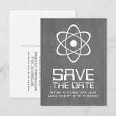Faire-part Carte postale "Save the Date" tableau noir atomiqu (Devant / Derrière)