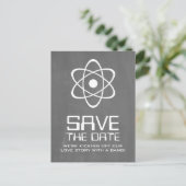 Faire-part Carte postale "Save the Date" tableau noir atomiqu (Debout devant)