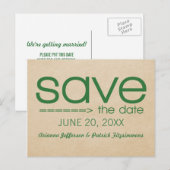 Faire-part Carte postale "Save the Date" typographie flèche,  (Devant / Derrière)