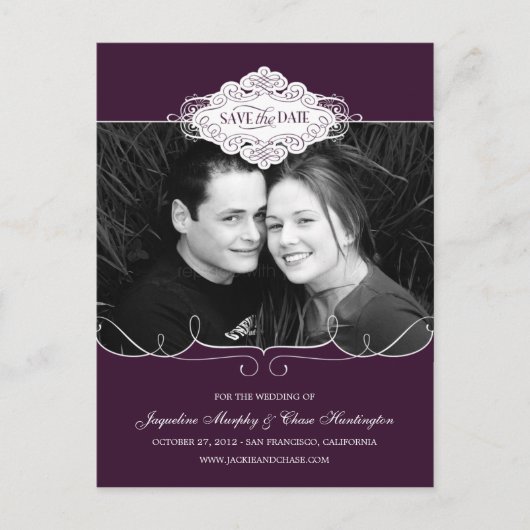Faire-part Carte postale 'Simply Couture Save The Date' - Vio (Devant)
