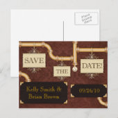 Faire-part Carte postale Steampunk Save-The-Date (Devant / Derrière)