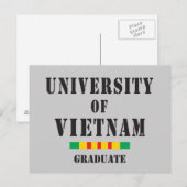 Faire-part carte postale stencilée diplômé du Vietnam (Devant / Derrière)