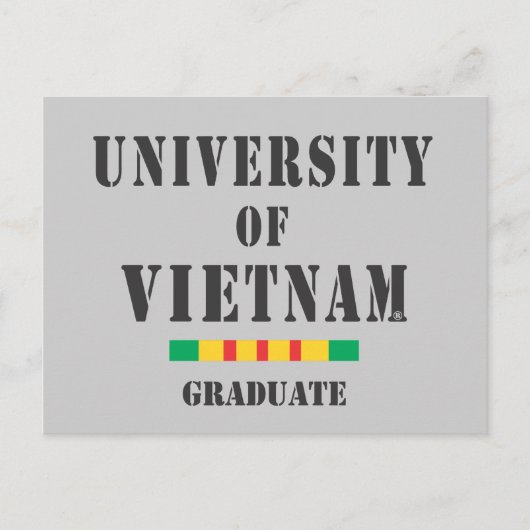 Faire-part carte postale stencilée diplômé du Vietnam (Devant)