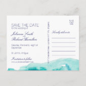 Faire-part Carte postale Turquoise Aquarelle d'annonce de mar (Dos)
