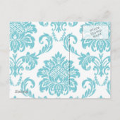 Faire-part Carte postale 'Turquoise Damask Save The Date' (Dos)