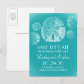 Faire-part Carte postale turquoise de plage Dollar de Sable E (Devant / Derrière)