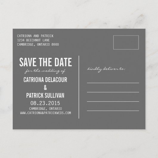 FAIRE-PART CARTE POSTALE VERTICALE DE SAUVEGARDE DE TYPOGRAPH (Dos)