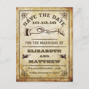 Faire-part Carte postale vintage d'annonce de date