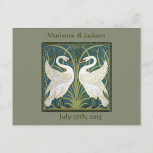 Faire-part Carte postale Vintage Nouveau Swans Save the Date