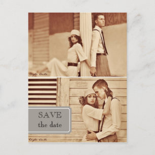 Faire-part carte postale vintage pour annoncer la date