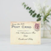 Faire-part Carte postale vintage Save The Date (Debout devant)