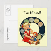 Faire-part Carte postale Vintage Téléphone famille J'ai démén (Devant / Derrière)