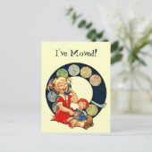 Faire-part Carte postale Vintage Téléphone famille J'ai démén (Debout devant)