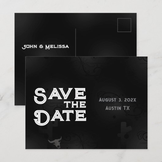 Faire-part Carte postale Western Gothic pour annoncer une dat (Devant / Derrière)