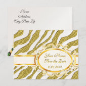 Faire-part Carte postale Zèbres Rayures Or Enregistrez la Dat (Devant / Derrière)