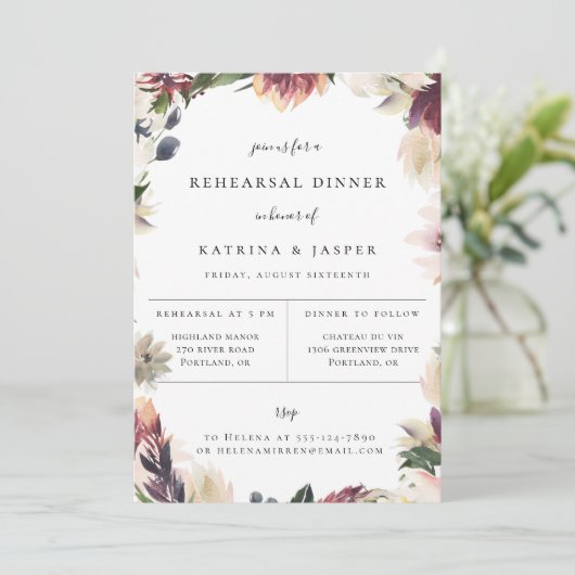 Faire-part Carton d'invitation au dîner de répétition Fleur d (Debout devant)