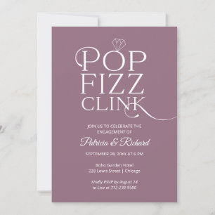 Faire-part Carton d'invitation de fête de fiançailles Chic Po