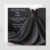 Faire-part Carton d'invitation de robe de mariage noire (Devant / Derrière)
