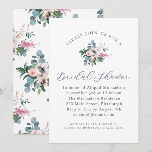Faire-part Carton d'invitation vintage à l'aquarelle pour la (Devant / Derrière)