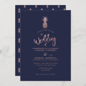 Faire-part Cartons d'invitation de mariage Rose Gold Ananas+D (Devant / Derrière)