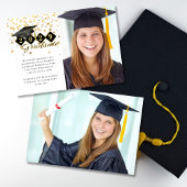Faire-part Casquette de graduation classique Black Gold Photo