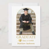 Faire-part Casquette Gold Grad Arch Moderne Photo Graduation (Devant)