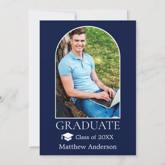 Faire-part Casquette moderne Arch Grad Photo Blue Graduation (Devant)