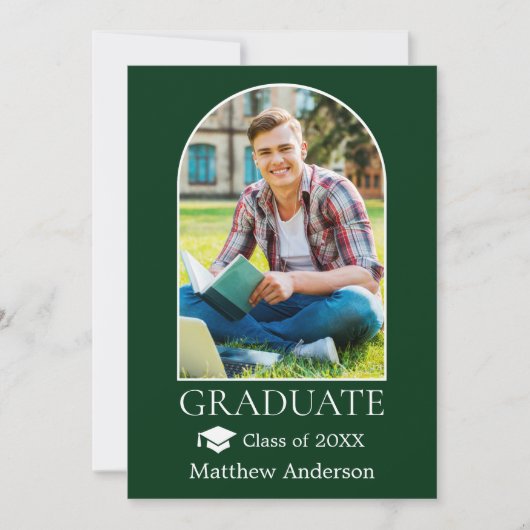 Faire-part Casquette moderne Arch Grad Photo Green Graduation (Devant)