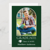Faire-part Casquette moderne Arch Grad Photo Green Graduation (Devant / Derrière)